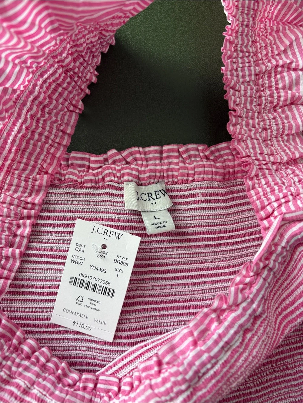 J. Crew Pink Smocked Ruffle-Strap Sundress